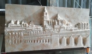 Relieve del puente romano y las catedrales